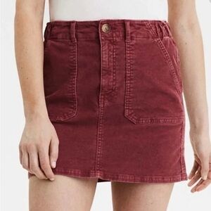 American Eagle Bugundy Super Stretch Corduroy Mini Skirt 4